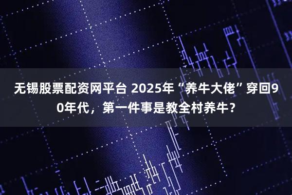 无锡股票配资网平台 2025年“养牛大佬”穿回90年代，第一件事是教全村养牛？